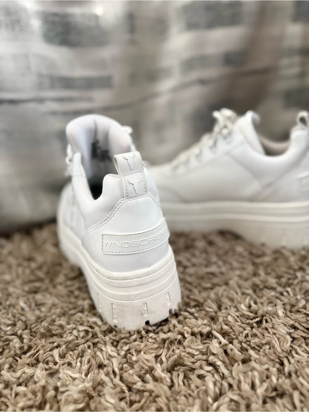 Windsor Smith All-White Platform Lace-Up Sneakers
